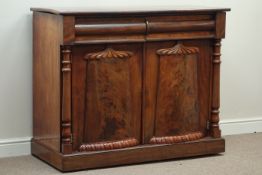 Victorian mahogany chiffonier fitted with two drawers and two cupboards, W123cm, H101cm,