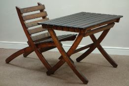 Hardwood slatted garden table (110cm x 66cm),