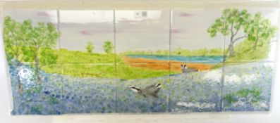 Eskdale Studio 'Badgers in a Meadow' set of ten 6x6 hand glazed and painted tiles (10)