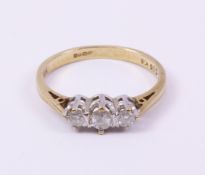 Gold three stone diamond ring hallmarked 9ct Condition Report <a href='//www.