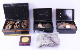 Victorian and pre-1947 silver coins approx 24oz and other coins in one box Condition