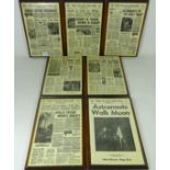 'The Plain Dealer' set of seven re-printed newspaper covers of The Moon Landing 28cm x 19cm (7)
