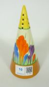 1930's Clarice Cliff Bizarre 'Crocus' pattern conical sifter,