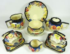 Royal Doulton 'Pansies' pattern octagonal teaware no.