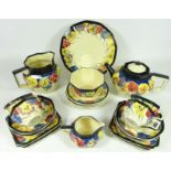 Royal Doulton 'Pansies' pattern octagonal teaware no.