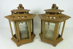 Pair of cast iron lanterns Condition Report <a href='//www.davidduggleby.