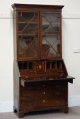 Early 19th century mahogany bureau bookcase, four graduating drawers,