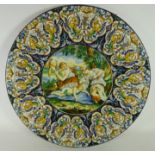 Large 19th/ early 20th Century Italian Majolica Urbino style charger depicting Venus clipping