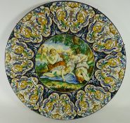Large 19th/ early 20th Century Italian Majolica Urbino style charger depicting Venus clipping