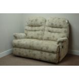 Two seat manual reclining sofa upholstered in beige fabric sofa,