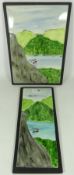 Two Eskdale Studio hand painted ceramic wall plaques depicting mountain bikers (2)