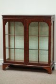 Reproduction mahogany display cabinet, two glazed doors, with glass shelves, W93cm, H105cm,