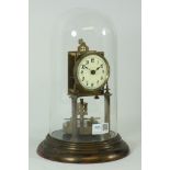 20th century brass Torsion clock with circular dial, movement stamped 65642,