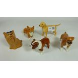 Five Beswick Dogs; Boxer, Labrador, 'Bosun' Bulldog,