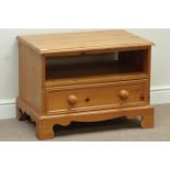 Solid pine television stand, single drawer, W72cm, H52cm,
