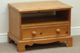 Solid pine television stand, single drawer, W72cm, H52cm,