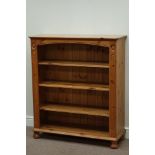 Pine open bookcase with two adjustable shelves, W95cm, H108cm,