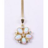 Opal flower gold-plated pendant necklace Condition Report <a href='//www.