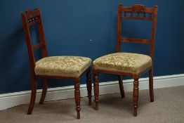 Pair Edwardian walnut side chairs with upholstered seats Condition Report <a