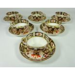 Set of six Royal Crown Derby Imari pattern teacups and saucers (12) Condition Report