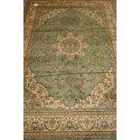 Persian Keshan design green ground rug/wall hanging,