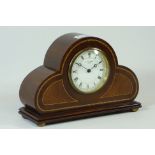 Early 20th century inlaid mahogany arched top mantle clock circular dial inscribed 'Dyson & Son