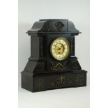 Victorian slate mantle clock, circular dial with single train movement,