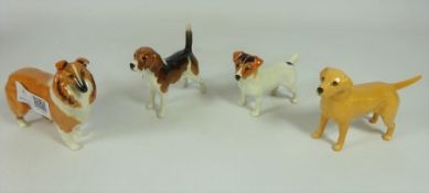 Four Beswick Dogs; Labrador, Beagle,