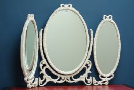 20th century cream finish triple dressing table mirror Condition Report <a