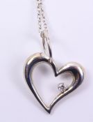 Diamond set heart shaped pendant necklace stamped 925 Condition Report <a