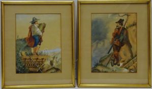 Piper and Hunter, two 19th Century watercolours signed and dated R Newton 1871,
