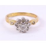 Diamond flower set ring stamped 18ct size L-M Condition Report <a href='//www.