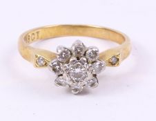 Diamond flower set ring stamped 18ct size L-M Condition Report <a href='//www.
