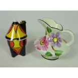 Lorna Baily Art Deco style sugar bowl & cover and a Tuscan hand painted vase (2)