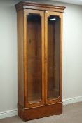 Late 19th century oak bookcase, enclosed by two glazed doors, two adjustable shelves, W88cm, H206cm,