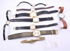 Ladies Avia hallmarked 9ct gold wristwatch on leather strap,