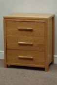 Oak three drawer pedestal chest, W61cm, H71cm,