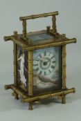 Late 20th century French brass Carriage timepiece,
