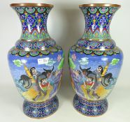 Pair of large Chinese Cloisonne vases H50cm Condition Report <a href='//www.