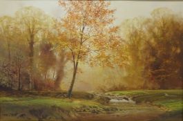 Autumnal Rural Scene, oil on canvas mounted on board signed and dated V R Moore '82,