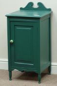 Early 20th century green painted bedside cupboard, 'Simpson & Sons, Halifax', W39cm, H78cm,
