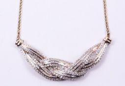 Multi-diamond set gold-plated necklace stamped 925 Condition Report <a