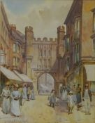 'The Old Bar, Newborough', watercolour signed Frank Rousse (British fl.