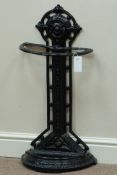 Early 20th century cast iron stick stand, black painted,