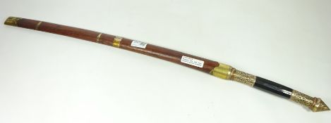 Burmese Dha with horn handle in wooden scabbard with metal mounts Condition Report