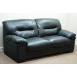 Large two seat sofa upholstered in black leather,