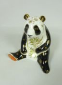 Royal Crown Derby Giant Panda paperweight, with gold stopper, H11.