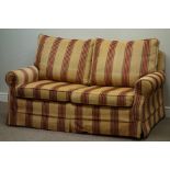 Multi-York two seat metal action sofa bed upholstered in striped fabric,