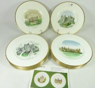 Set of fourteen Wedgwood limited edition 'Castles and Country Houses' plates, by David Gentleman,