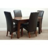 Rectangular walnut extending dining table with leaf (80cm x 140cm - 180cm),